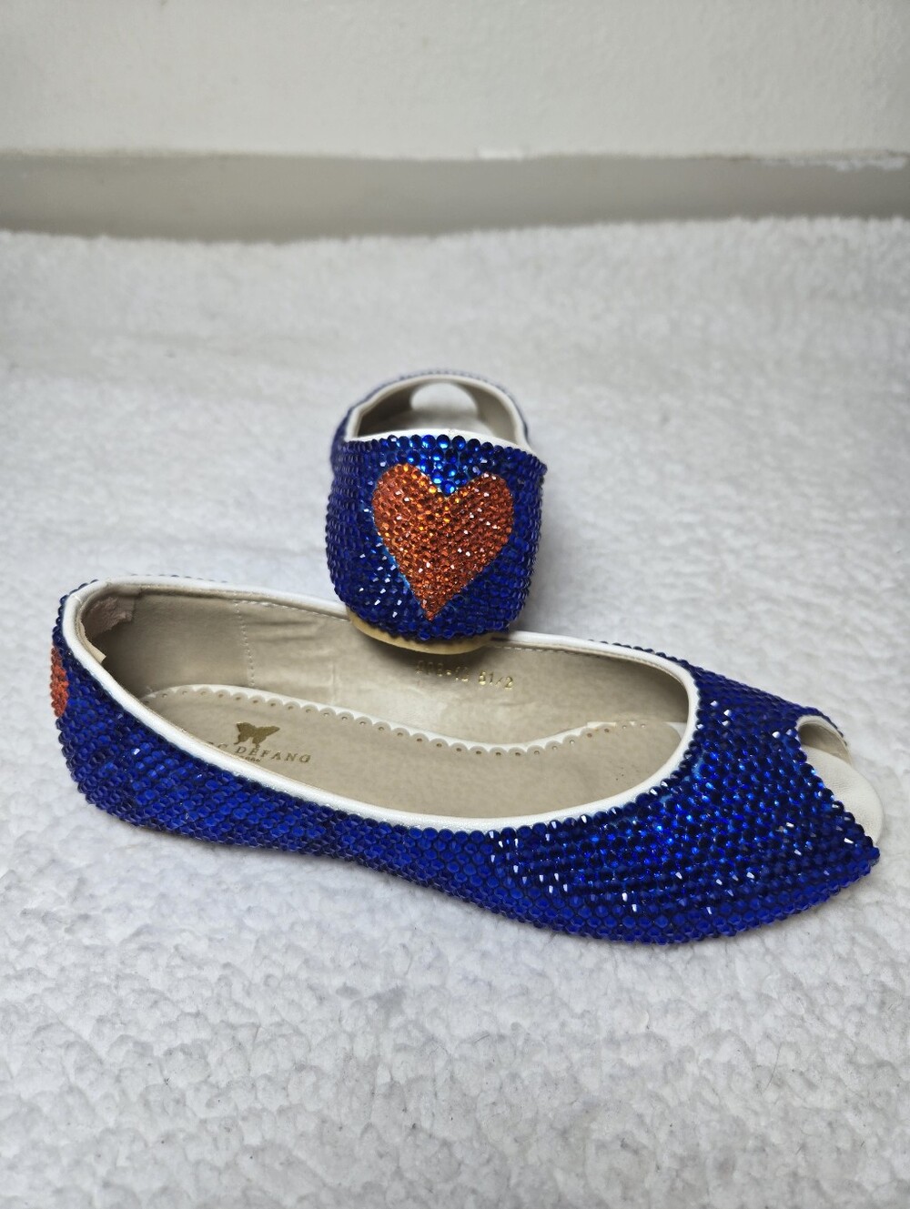 MARC DEFANG Crystal Shoes Ballet Flats Peep Toe 5.5 Sparkle Pageant